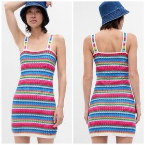 GAP Rainbow Crochet Mini Dress